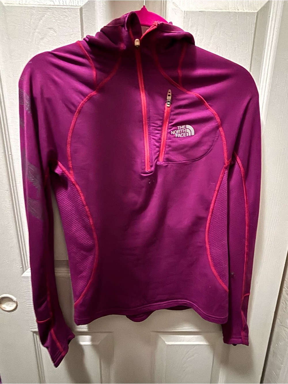 The North Face Purple Half-Zip Hoodie with Pink Trim